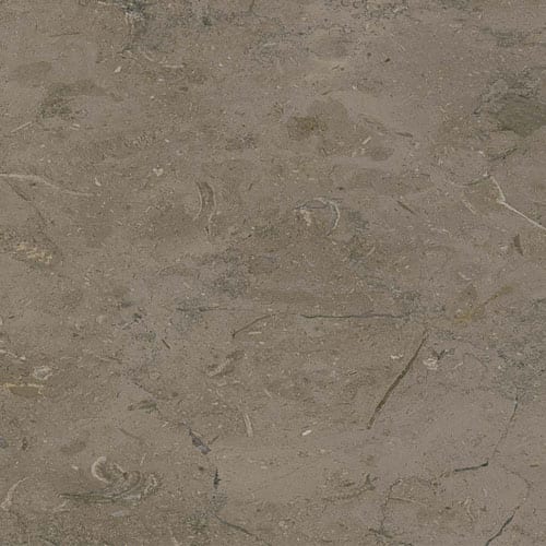 Imperial Grey marble slab face, photographed for the factory catalog — mid-toned warm beige overall.