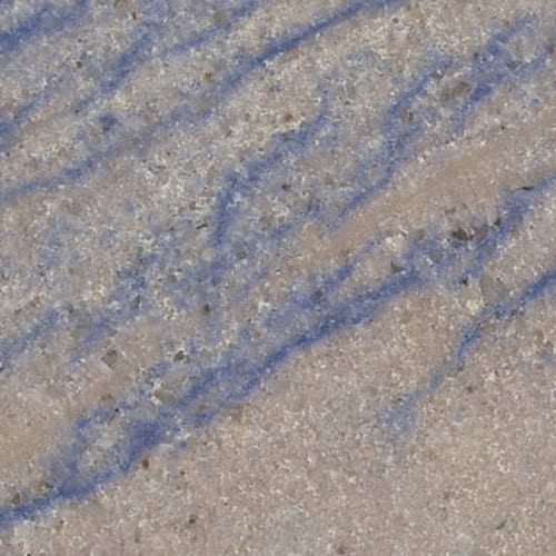 Azul Macauba granite slab face, photographed for the factory catalog — mid-toned grey overall.