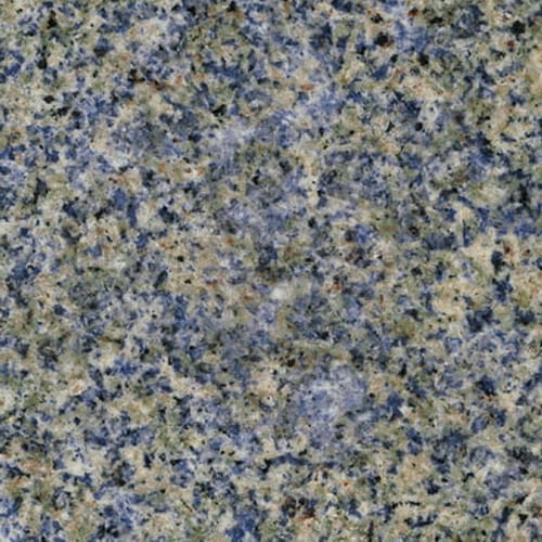 Blue King granite slab face, photographed for the factory catalog — mid-toned grey overall.