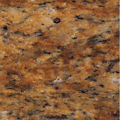 Juparana Dorato granite slab face, photographed for the factory catalog — mid-toned brown overall.