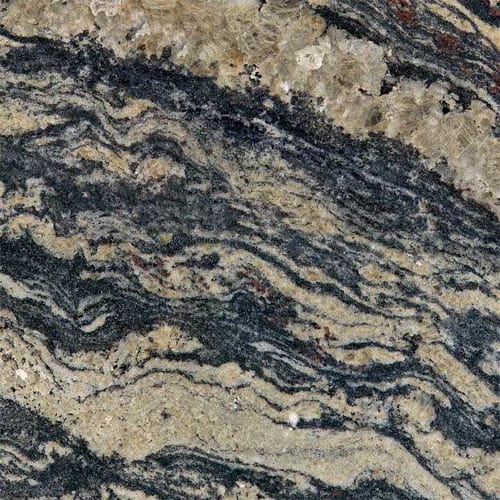 Ocean Fantasy granite slab face, photographed for the factory catalog — mid-toned grey overall.
