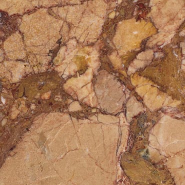 Breccia Pernice Media Chiara marble slab face, photographed for the factory catalog — mid-toned amber overall.